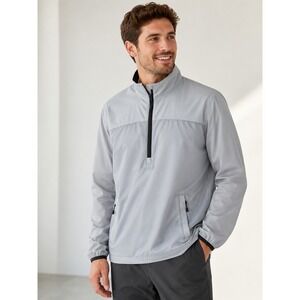Men's Light Grey Quarter Zip Lightweight Jacket S Running Windbreaker Zip Pocket